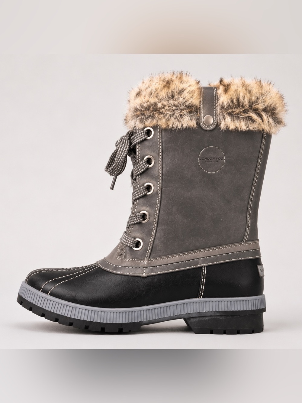 London Fog Melton 2 Winter Boots Women’s Size 10 Black Faux Fur Snow Boots